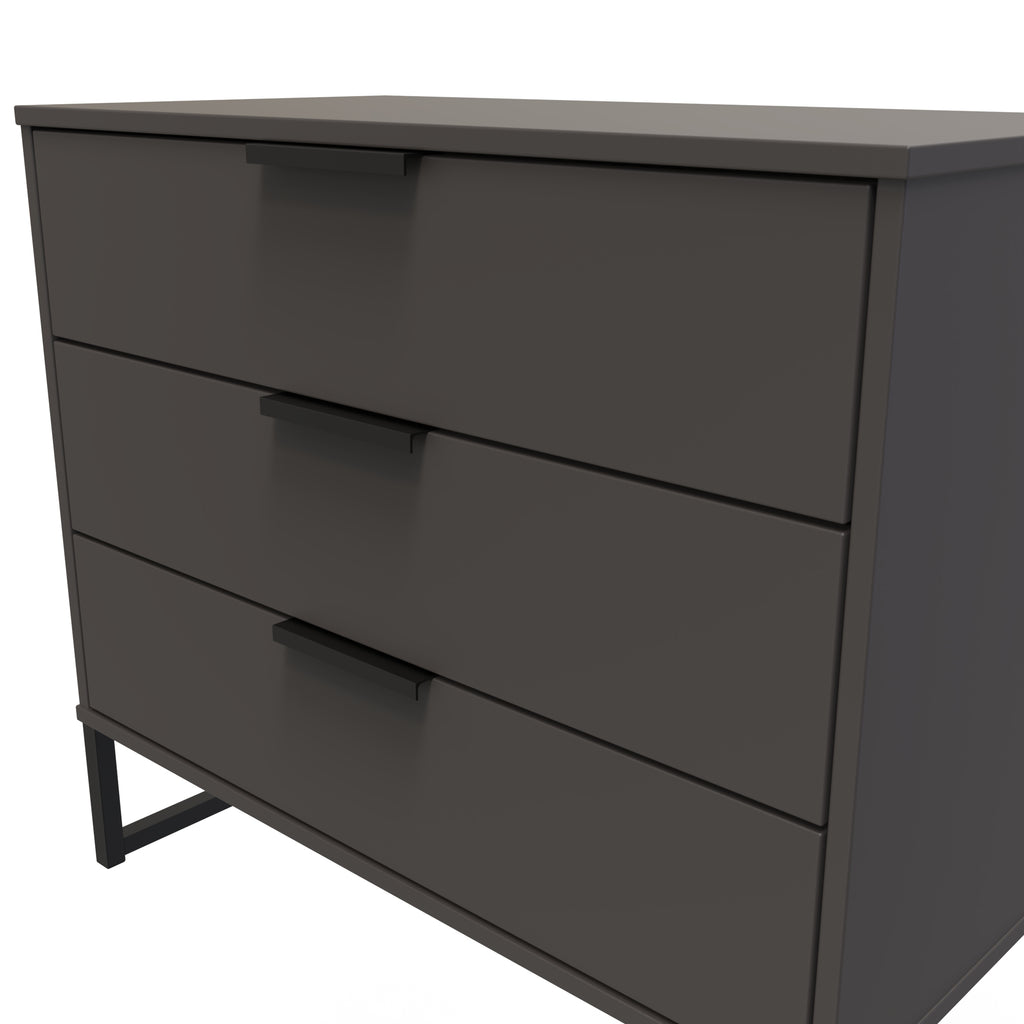 Hong Kong (Black Sleigh Legs) 3 Drawer Chest