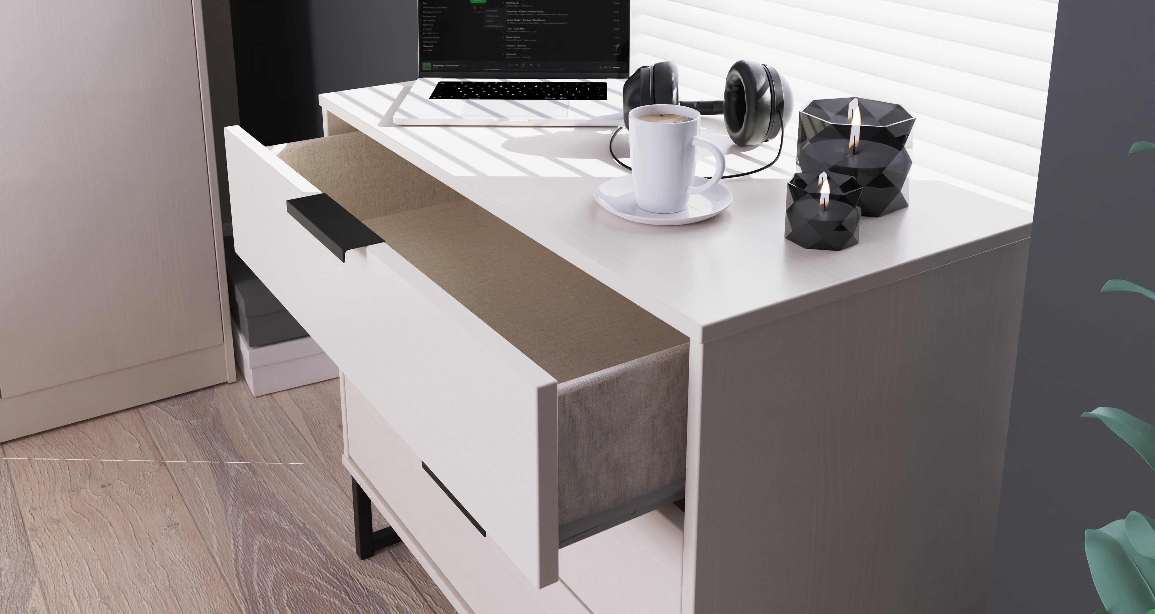 Hong Kong (Black Sleigh Legs) 3 Drawer Chest