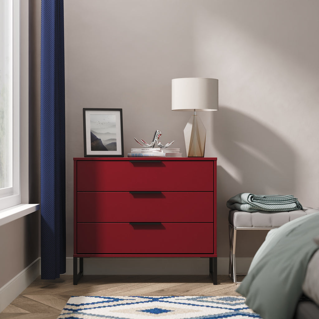 Hong Kong (Black Sleigh Legs) 3 Drawer Chest