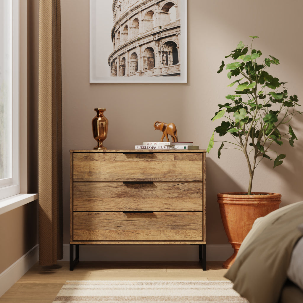 Hong Kong (Black Sleigh Legs) 3 Drawer Chest